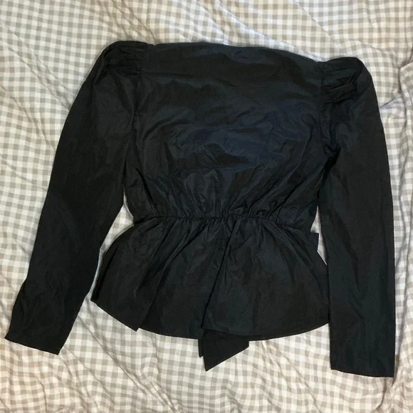 Zara Elegant Black Blouse with Statement Bow - Picture 3 of 4